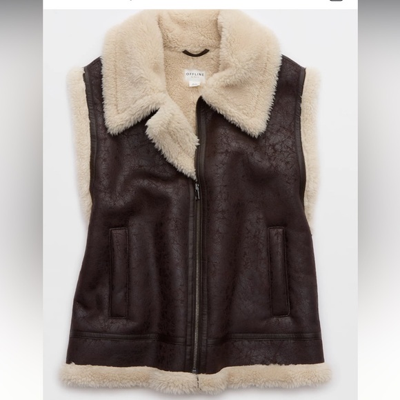 Aerie faux leather Sherpa vest - Picture 3 of 6